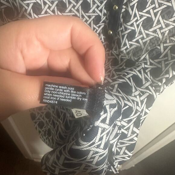 NEW The Limited Navy Blue White Sheer Printed Tank Top Size Medium - Picture 5 of 8